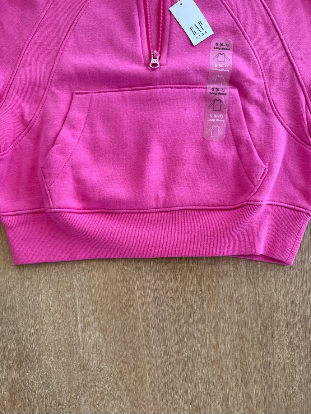 NWT Gap Kids Girls Pink Quarter Zip Cropped Fleece Sweatshirt Size S (6–7)